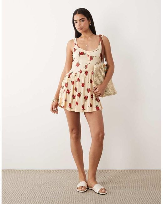 ASOS Natural Crinkle Button Crinkle Mini Dress