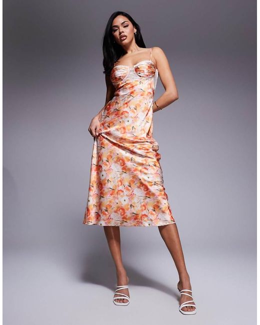 Love Triangle Gray Satin Maxi Dress With Lace Trim Cups