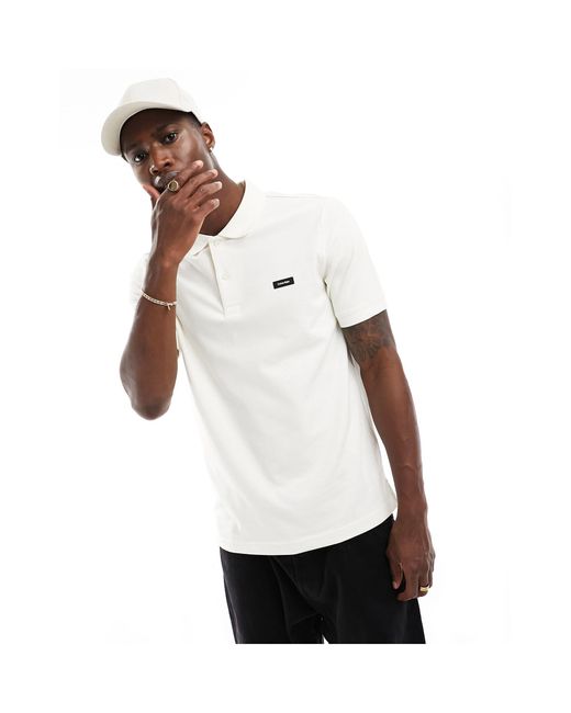 Calvin Klein White Stretch Pique Slim Polo for men