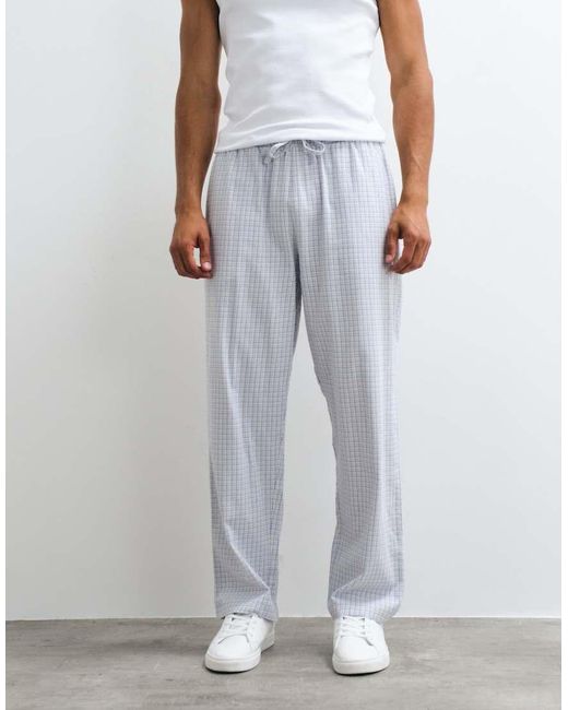 ASOS White Brushed Checked Lounge Bottom for men