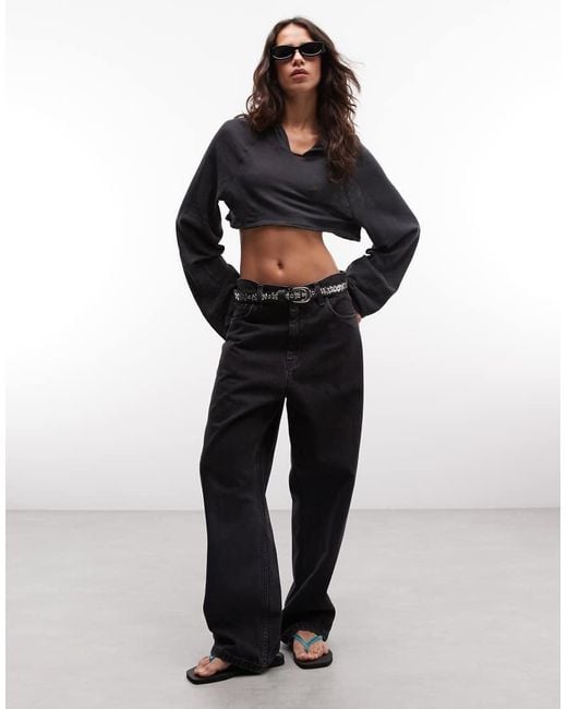 Weekday Blue Long Sleeve Cropped Bolero Top With Hood