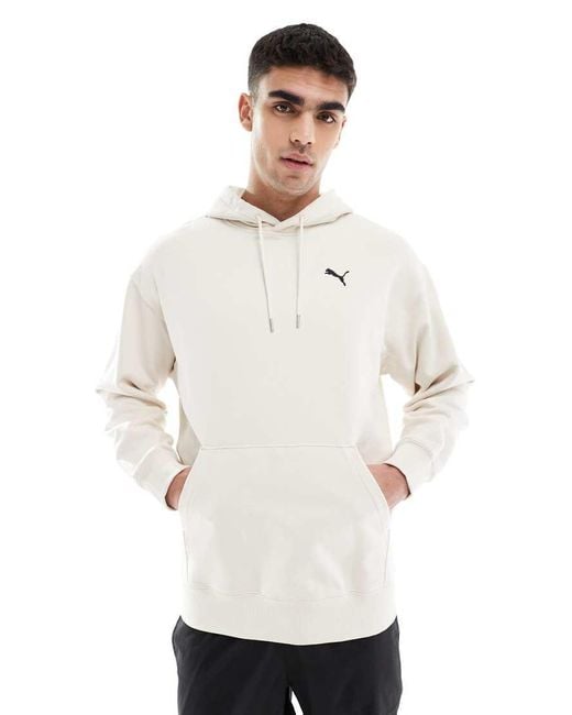 PUMA White Wardrobe Ess Relaxed Hoodie for men