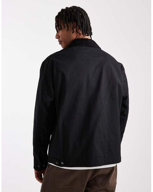 Jack & Jones Black Worker Jacket With Corduroy Collar for men