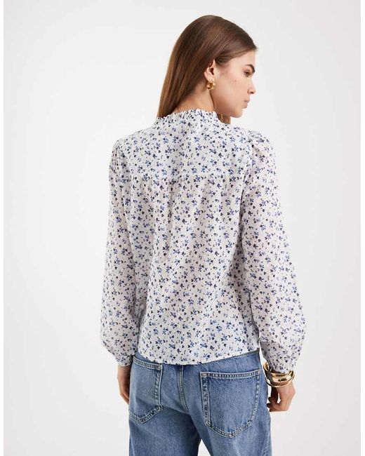 ONLY White Tie Neck Long Sleeve Top