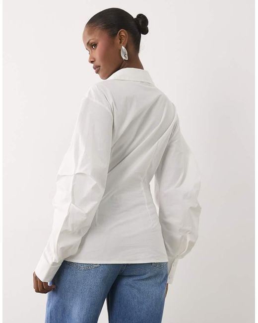 ASOS White Cinched Wrap Cocoon Sleeve Shirt