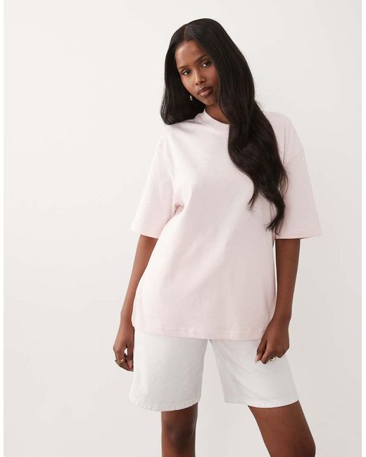 Gina Tricot Pink Short Sleeve Red 'love Letters From Paris' Printed Oversized Tee