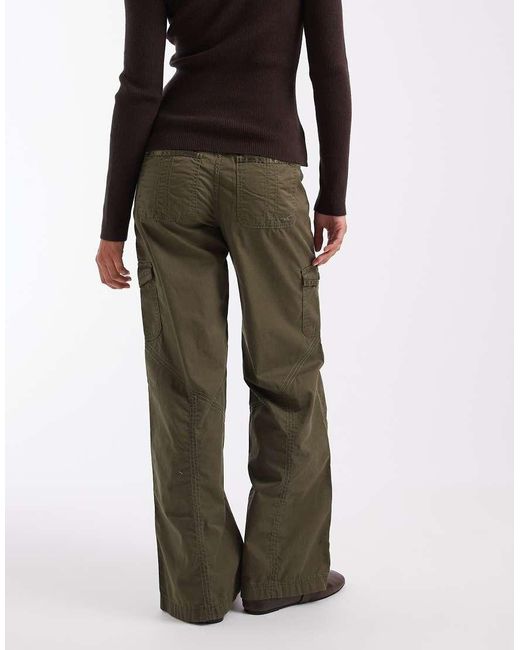 Hollister Green Low Rise Wide Leg Adjustable Waist Pants