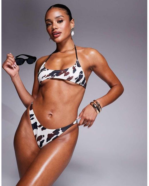 ASOS Gray Claudia High Leg Bikini Bottom