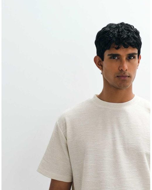 Brave Soul White Oversized T-shirt With Mock Neck for men