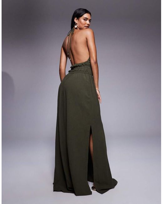 River Island Gray Halterneck Maxi Dress