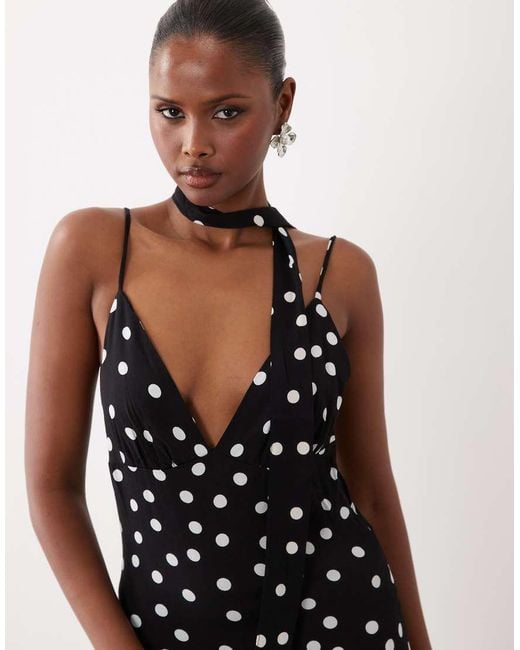 Vero Moda Black Cami Maxi Dress With Scarf Neck Detail