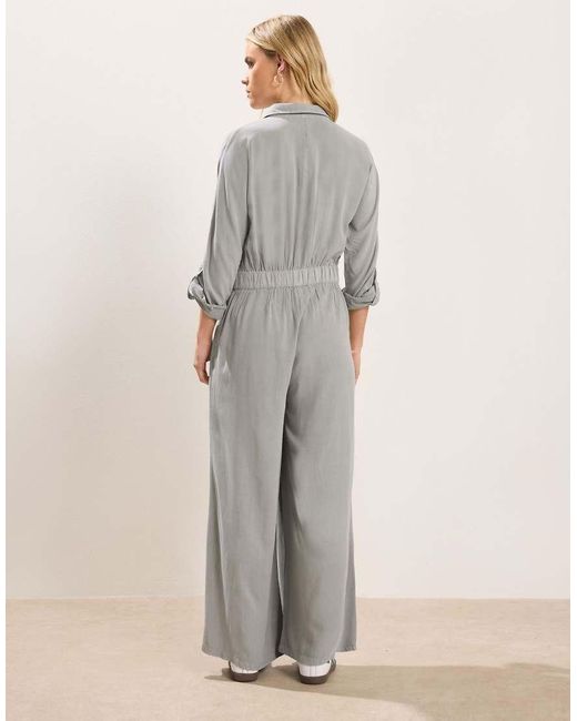 PixieGirl Gray Petite Wide Leg Jumpsuit