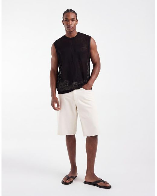 ASOS Black Knit Relaxed Tank Top for men