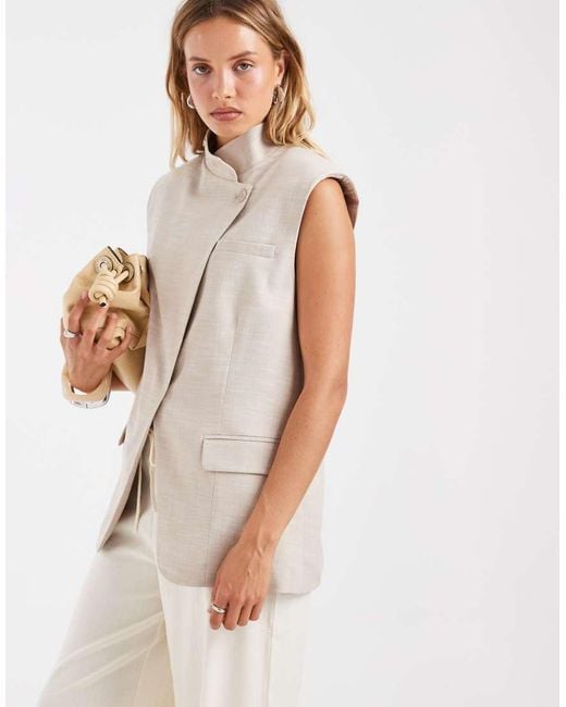 ASOS White Wrap Front Sleeveless Blazer