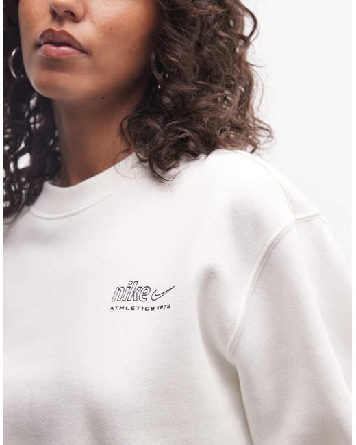 Nike White Studio Fleece Mid-weight Athletic Dept Sweat