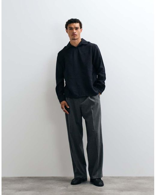 ASOS Black Relaxed Overhead Modal Shirt for men