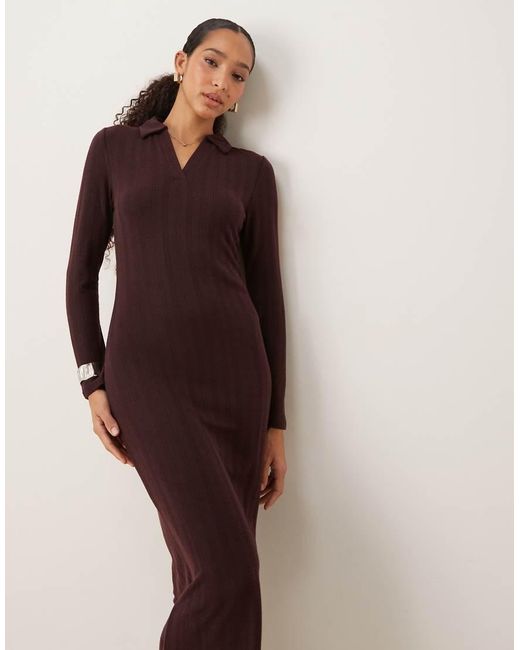 Jdy Natural Knitted Polo Midi Dress
