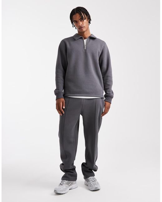 ASOS Sweatshirt Met Kraag En Kwartritssluiting in het Gray voor heren