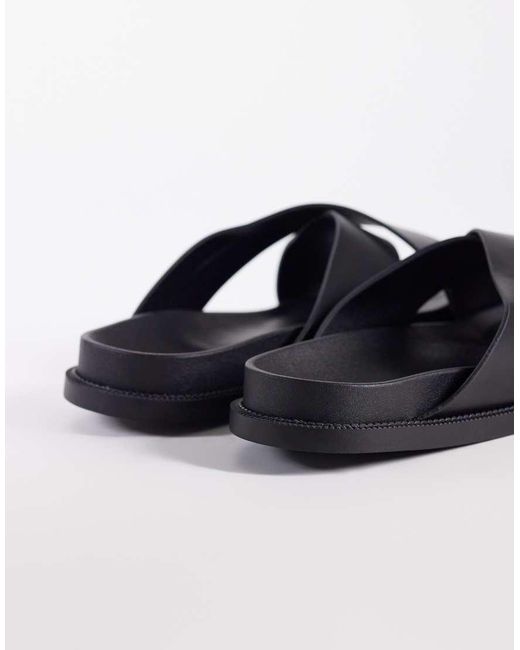 SEQWL Black Kidman Cross Over Flat Sandal for men