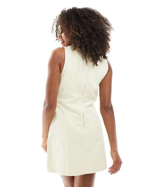 ASOS White Slash Neck Denim Mini Dress