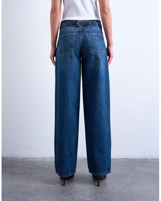 TOPSHOP Blue Cinch Low Rise Relaxed Jean