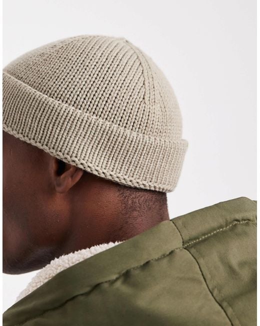 ASOS – gerippte strickmütze in Natural für Herren