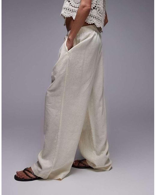 TOPSHOP Gray Linen Balloon Trouser