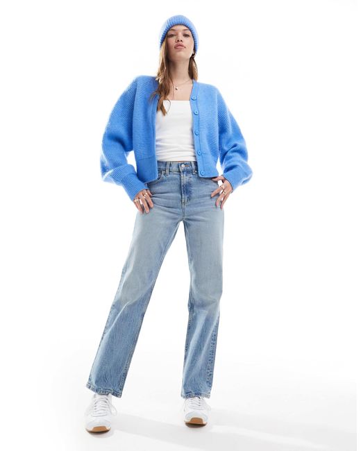 & Other Stories Blue – flauschige strickjacke aus mohair- und wollmischung