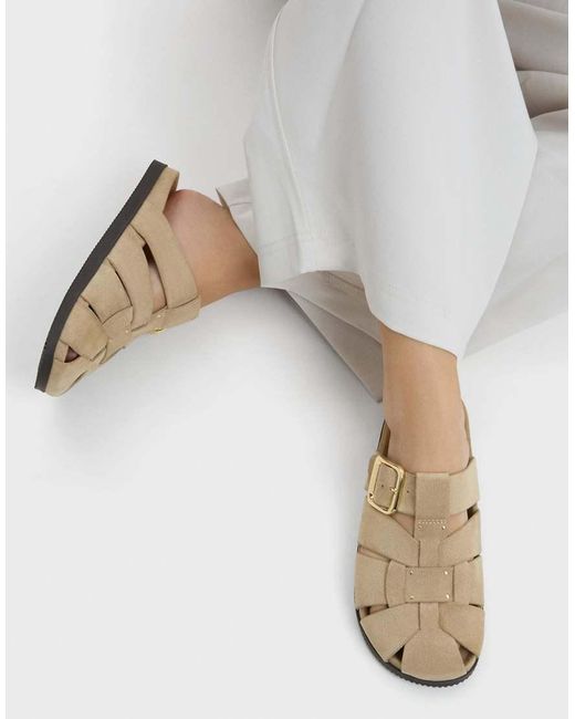 Bershka Natural Cage Mule Sandals