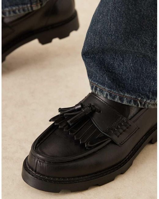 Pompeii UK Blue Pompeii Modena Leather Tassel Loafers for men