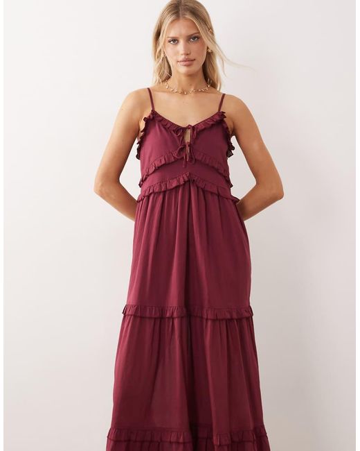 Iisla & Bird Red Maxi Ruffle Beach Dress