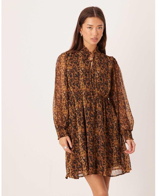 Vila Natural – midikleid mit kappärmeln und leopardenmuster