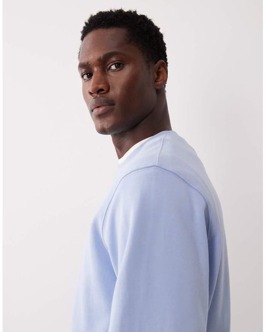 Mango Blue 100% Cotton Relaxed Fit Sweatshirt for men