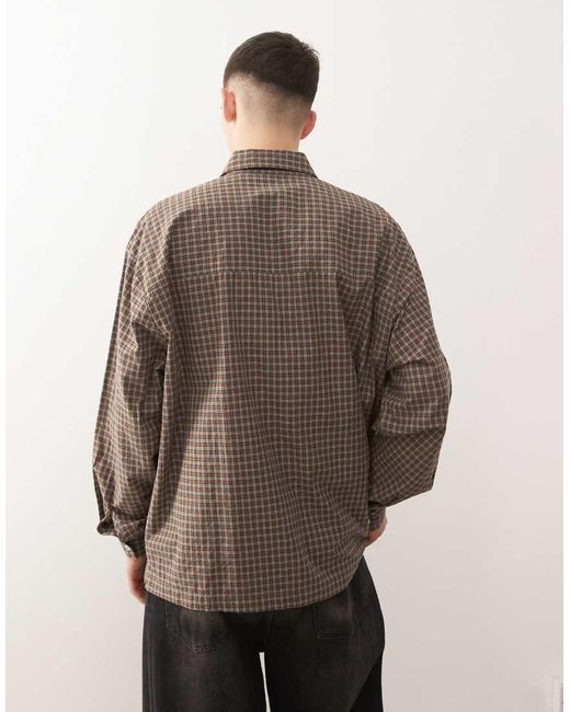 Collusion Brown Long Sleeve Oversized Skate Shirt for men