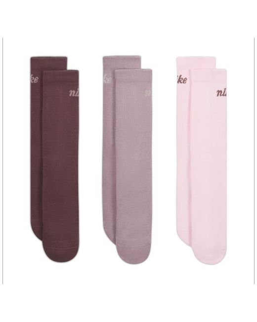 Nike Purple Everyday 3 Pack Crew Socks