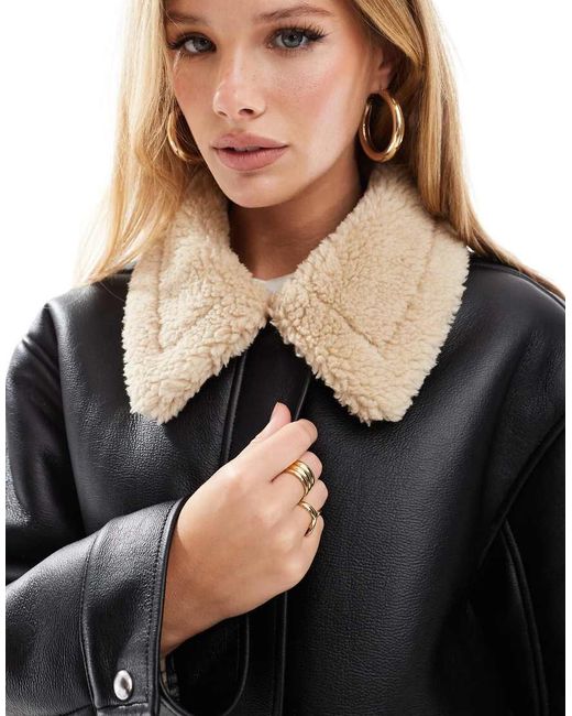 ASOS Black Borg Collar Oversized Flight Jacket