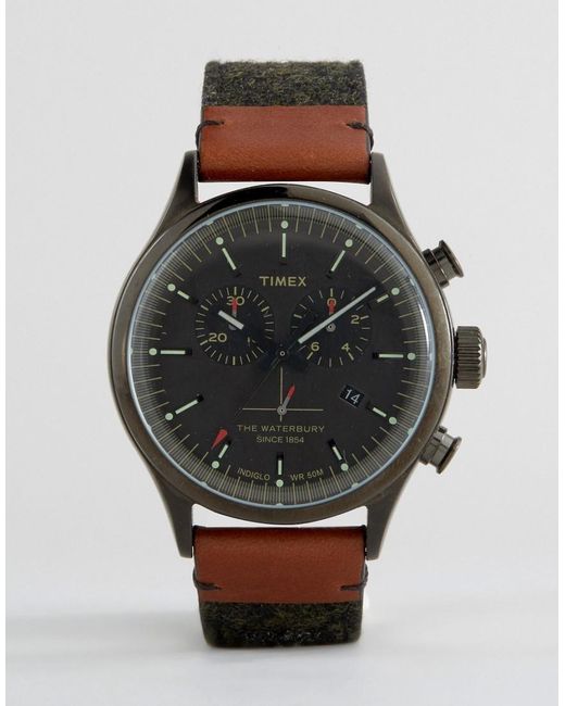 Timex Gray Waterbury Chronograph Tweed Watch - Grey for men