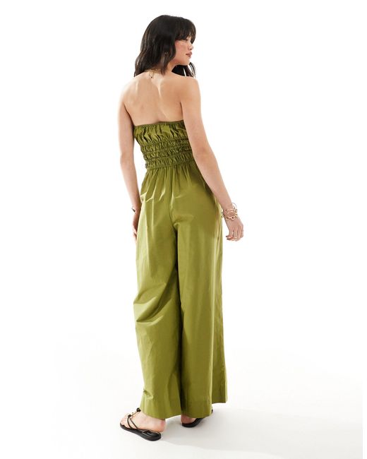 Combinaison ample à corsage froncé - kaki ASOS en coloris Green
