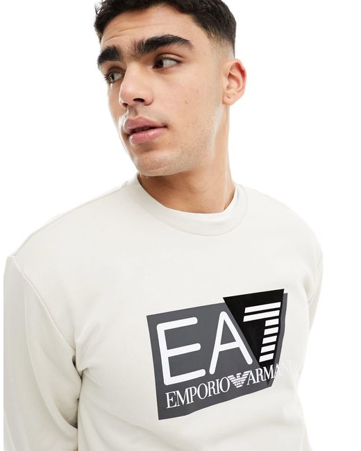 EA7 White Armani Large Chest Logo Sweatshirt for men