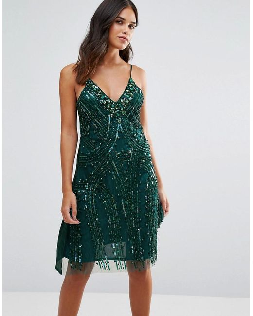 emerald green embellished dress
