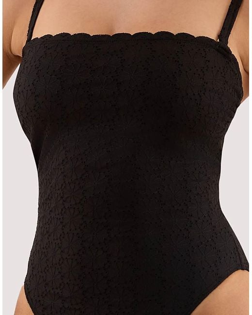 Peek & Beau Black Nikki Broderie Scallop Bandeau Swimsuit