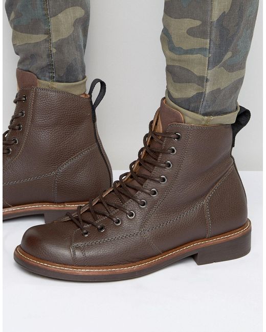 G-Star RAW Brown Roofer Lace Up Leather Boots for men