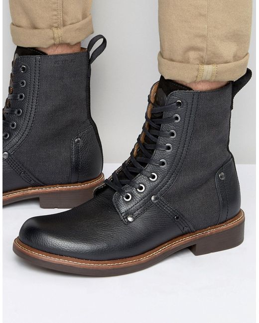 G-Star RAW Black Labour Lace Up Leather Boots for men