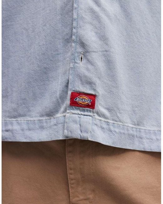 Dickies Blue Short Sleeve Denim Shirt for men