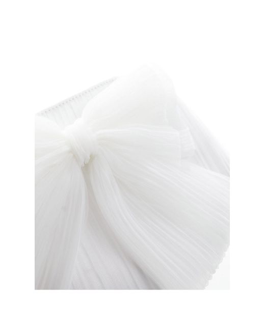 EVER NEW White Bridal Raffia Bow Clutch Bag