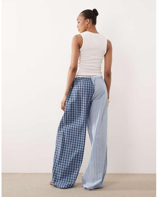 ASOS Blue Asos Design Tall Woven Spliced Pajama Pants With Double Waistband