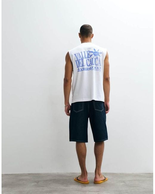 ASOS White Oversized Tank With Text Graphic for men