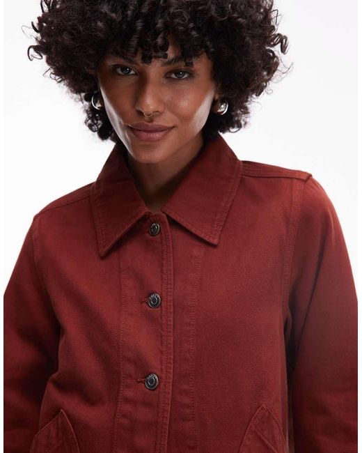 Chaqueta Vaquera Rojo Óxido Estilo Camisa Con Acabado Sobretintado Y Solapas En Contraste De ARKET de color Red