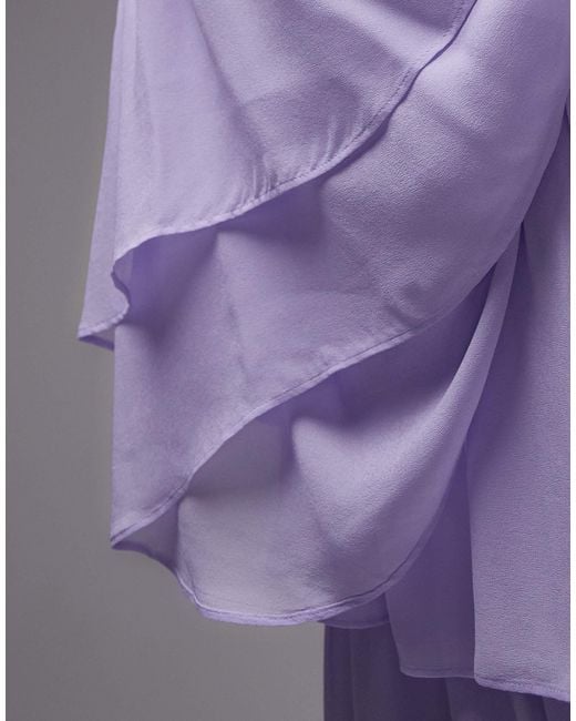 & Other Stories Purple Chiffon Maxi Dress With Ruffles And Tiered Volume Hem