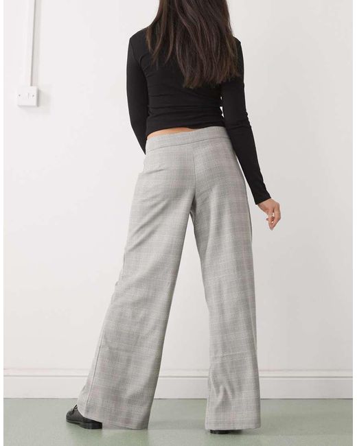 Collusion Gray Low Rise Wide Leg Tailored Pants